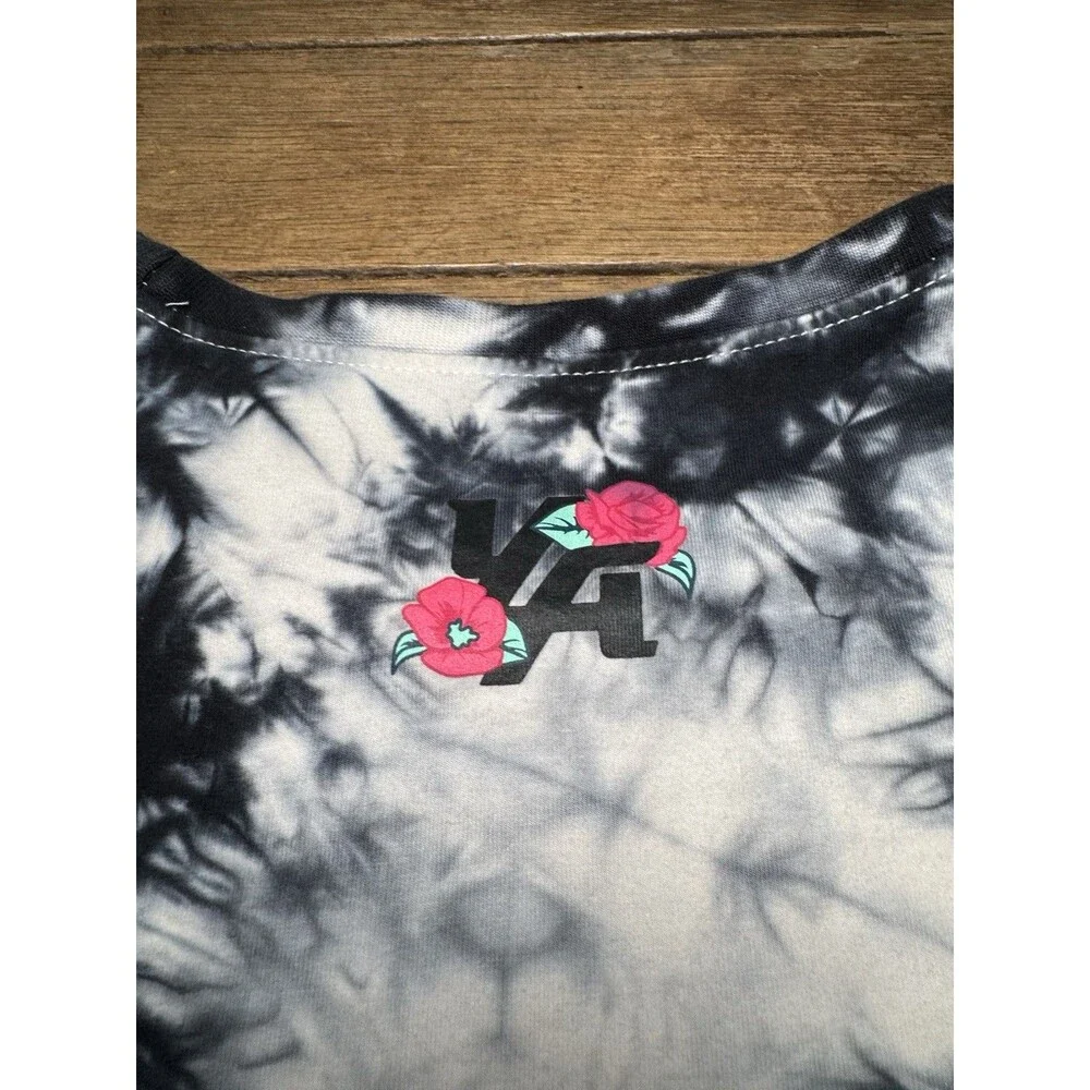 Youngla Shirt Mens Small Black White Tie-Dye Floral Hummingbird Short Sleeve - Picture 7 of 7